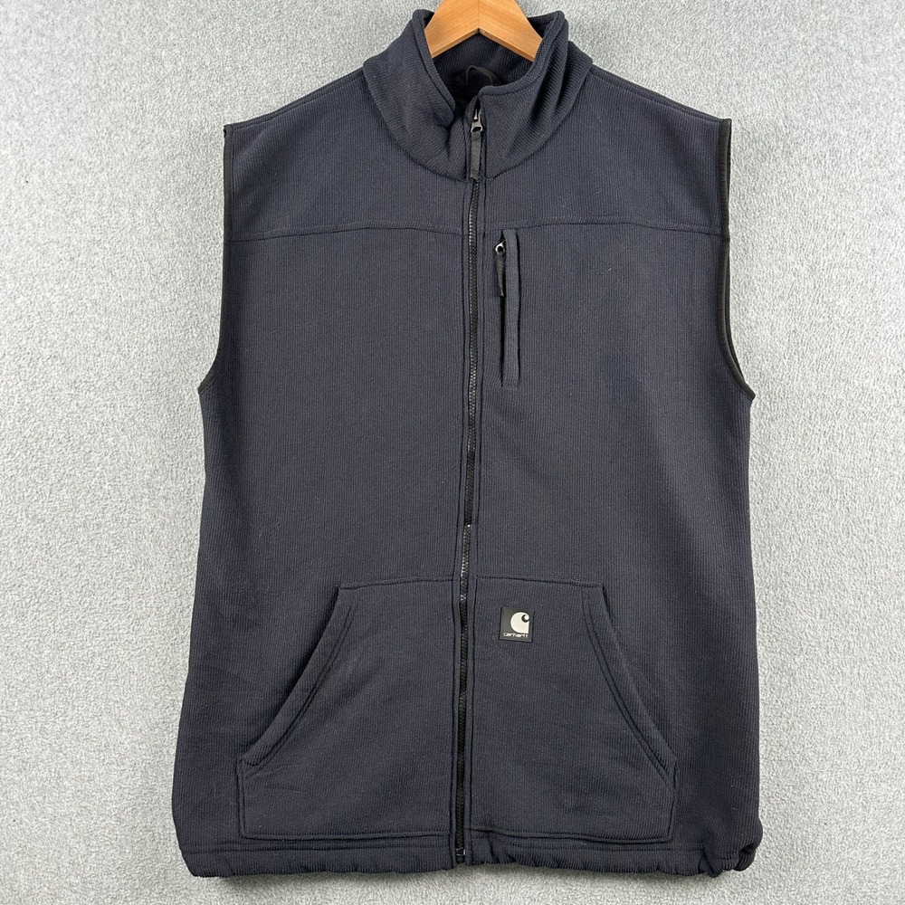 Vintage Carhartt Vest Mens XL Tall Navy Blue V28‎ NVY Fleece Lined Workwear